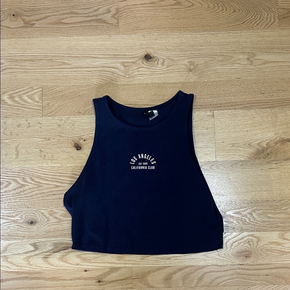 Navy Los Angeles Crop Tank Top
